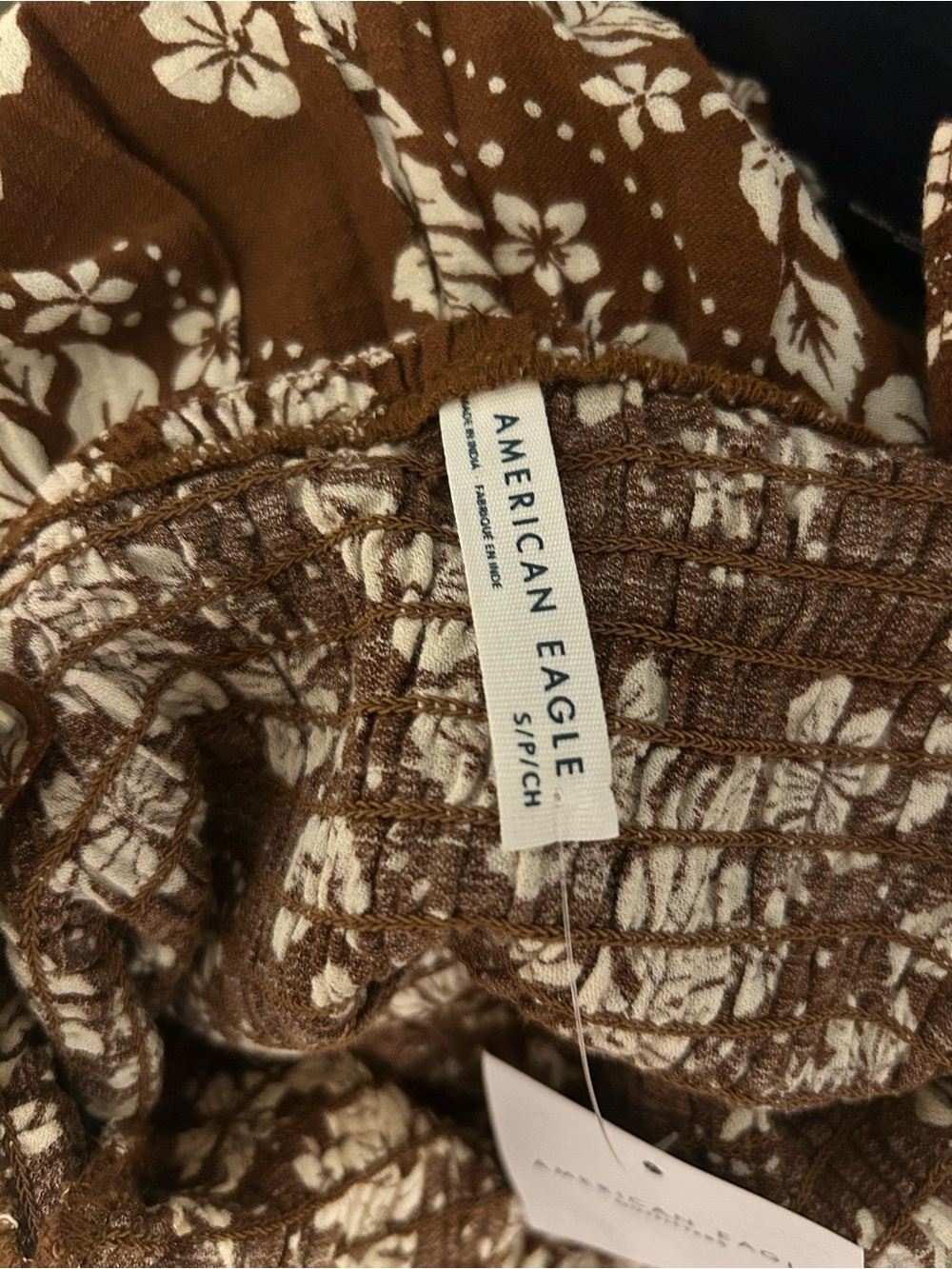 American Eagle Outfitters Brown Floral Square-Neck Wide-Leg Jumpsuit - Picture 5 of 7
